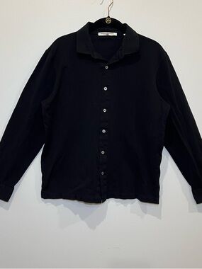 Luciano Barbera Black Lightweight Button-Up Shirt Jacket size medium